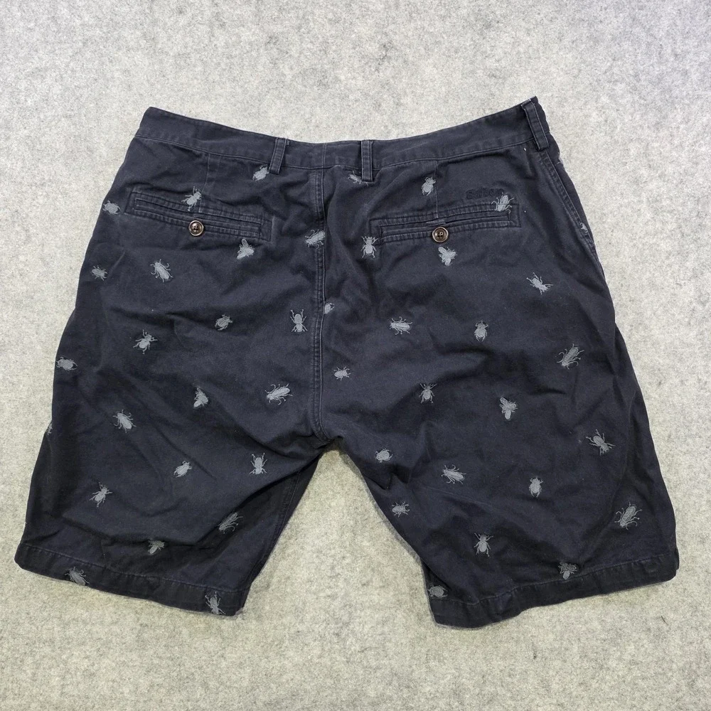 Barbour Shorts Mens 38 Blue Chino Embroidered Bug Animal Print 11‎ Inseam Cotton